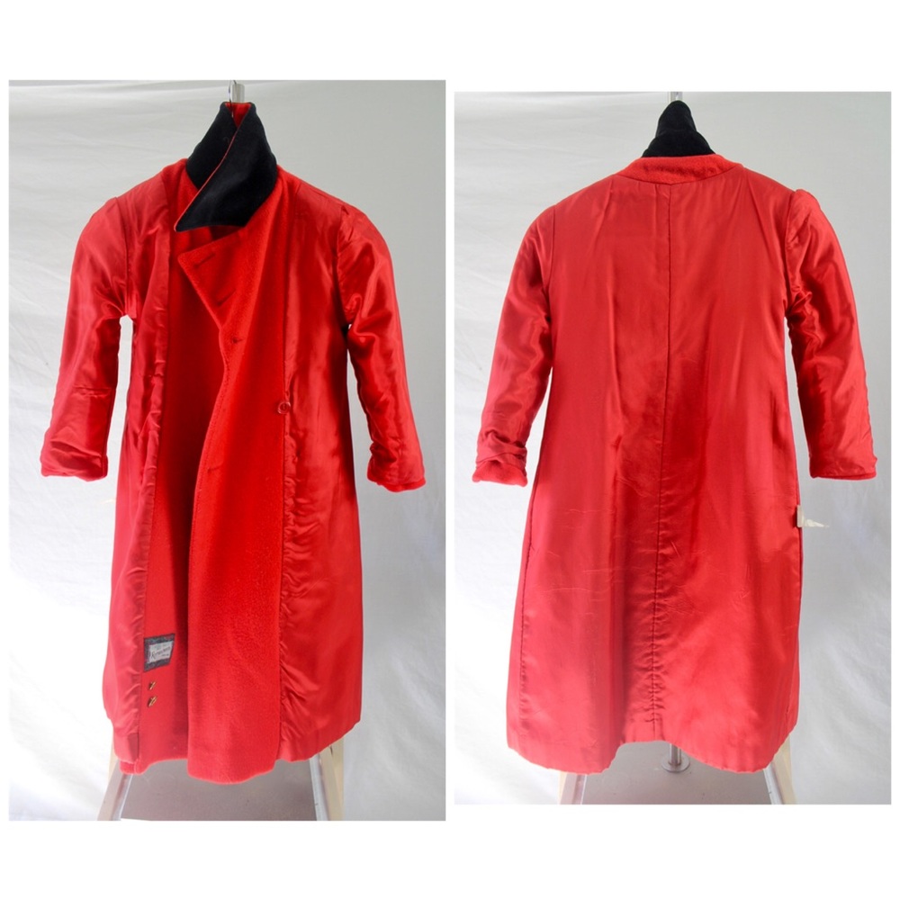 Vintage Rothschild Girls Red Wool Dress Coat Large - Picture 8 of 9